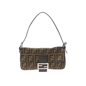 FENDI Mamma Bucket One Shoulder Hobo Bag Zucca Brown Canvas Leather